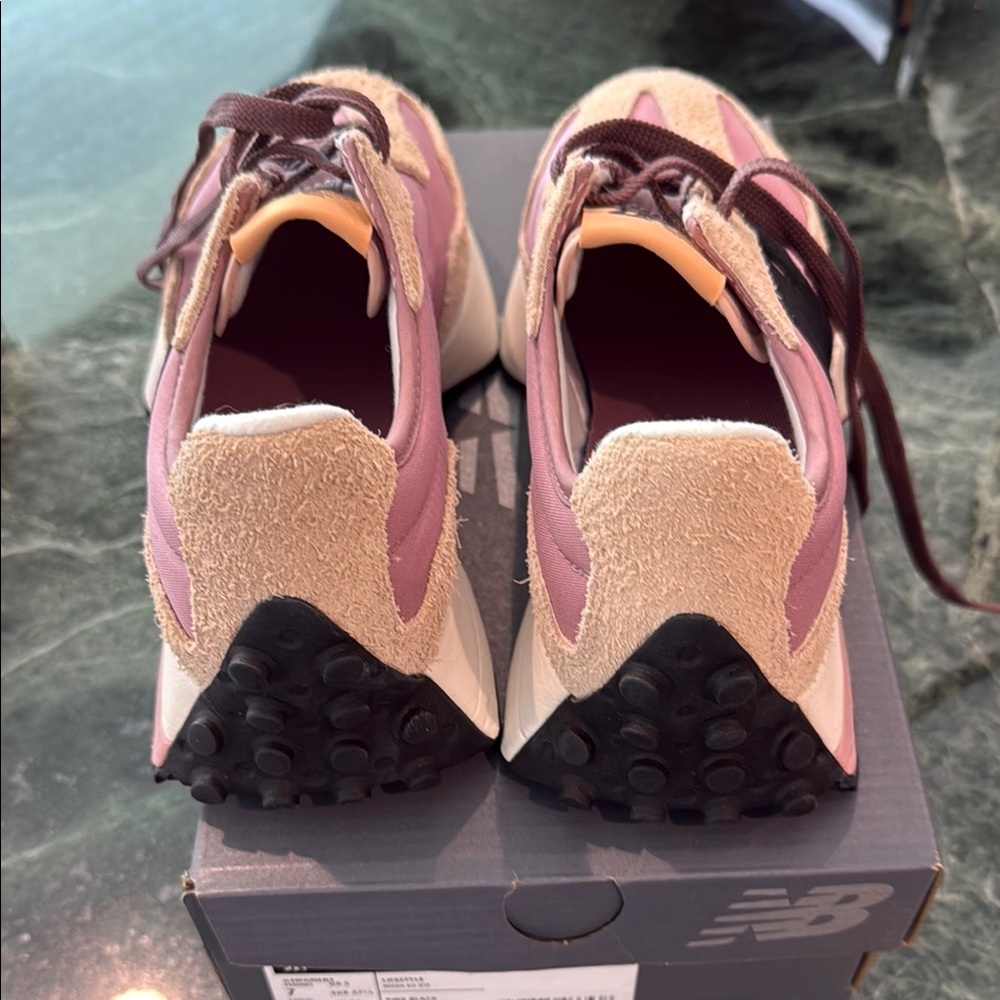 New Balance 327 EUC Women's Sneakers in Pink and Tan - Picture 3 of 11